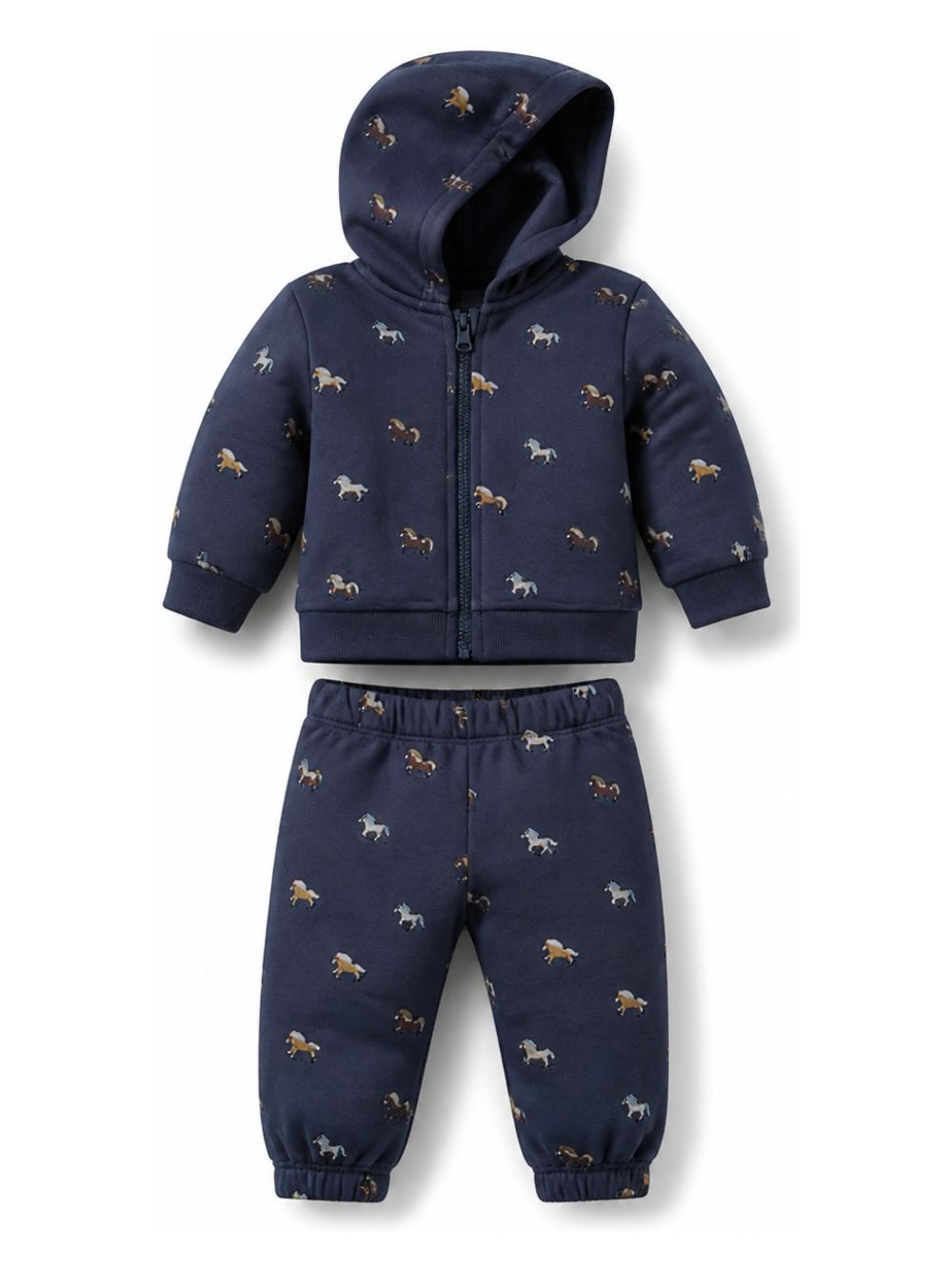 Tuta sportiva per neonata Stella McCartney Kids blu con ricamo cavalli all-over TZ3310 Z4024 657EM STELLA McCARTNEY KIDS 