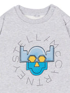Felpa per neonato Stella McCartney Kids grigia con stampa grafica robot sul davanti TZ4300 Z4016 807 STELLA McCARTNEY KIDS 