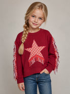 Felpa per bambina Stella McCartney Kids rossa con dettagli con frange TZ4A30 Z3059 416 STELLA McCARTNEY KIDS 