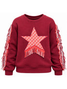 Felpa per bambina Stella McCartney Kids rossa con dettagli con frange TZ4A30 Z3059 416 STELLA McCARTNEY KIDS 