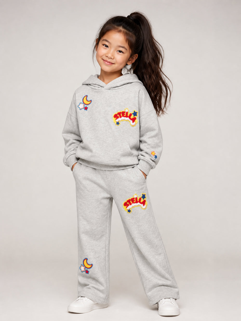 Felpa per bambino Stella McCartney Kids grigia con applicazioni TZ4A70 Z3059 807 STELLA McCARTNEY KIDS 