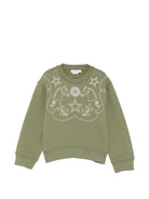 Felpa per bambini Stella McCartney Kids verde con ricami sul davanti TZ4B80 Z3059 70G STELLA McCARTNEY KIDS 