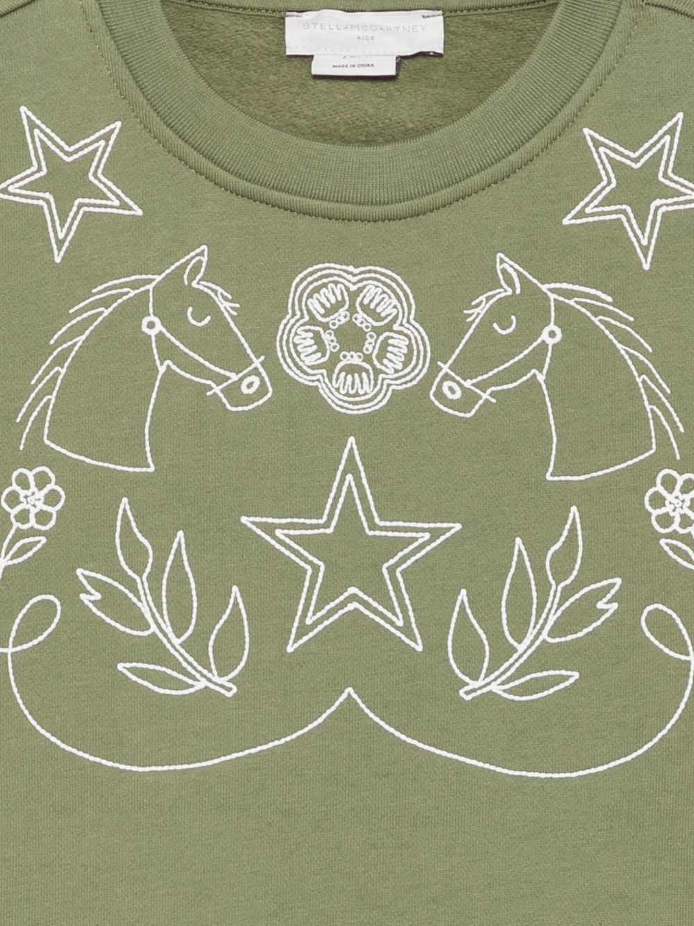 Felpa per bambini Stella McCartney Kids verde con ricami sul davanti TZ4B80 Z3059 70G STELLA McCARTNEY KIDS 