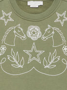 Felpa per bambini Stella McCartney Kids verde con ricami sul davanti TZ4B80 Z3059 70G STELLA McCARTNEY KIDS 
