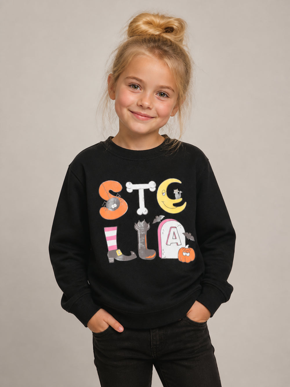 Felpa per bambini Stella McCartney Kids nera con stampa grafica TZ4C70 Z3059 930 STELLA McCARTNEY KIDS 