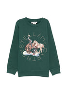 Felpa per bambino Stella McCartney Kids verde con stampa grafica TZ4P90 Z3059 737 STELLA McCARTNEY KIDS 