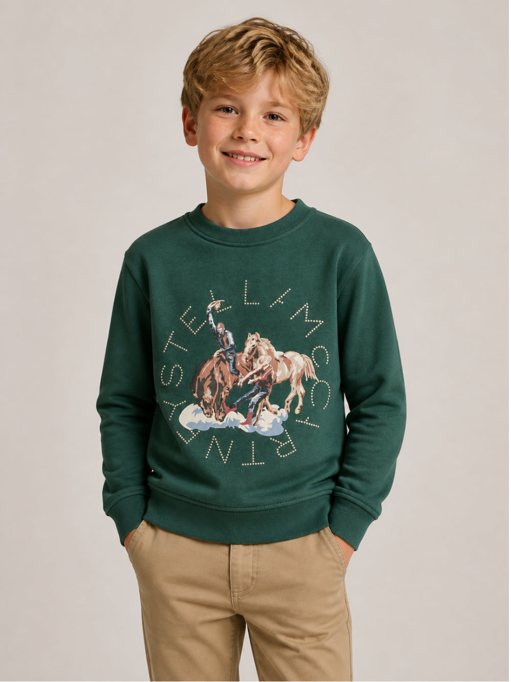 Felpa per bambino Stella McCartney Kids verde con stampa grafica TZ4P90 Z3059 737 STELLA McCARTNEY KIDS 