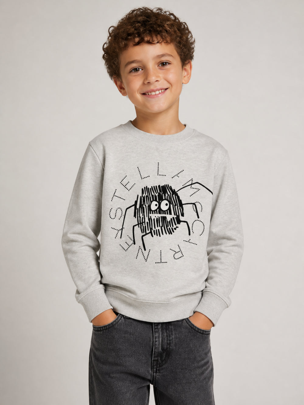 Felpa per bambino Stella McCartney Kids grigia con ragnetto sul davanti TZ4R50 Z3059 807 STELLA McCARTNEY KIDS 