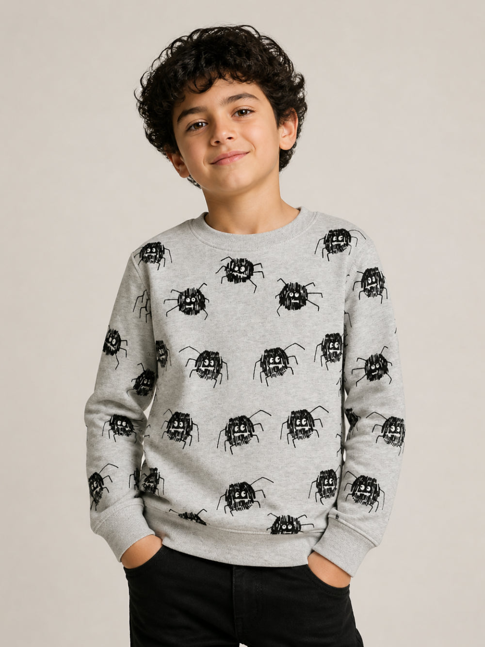 Felpa per bambino Stella McCartney Kids grigia con stampa ragnetti all-over TZ4R60 Z3962 807MC STELLA McCARTNEY KIDS 