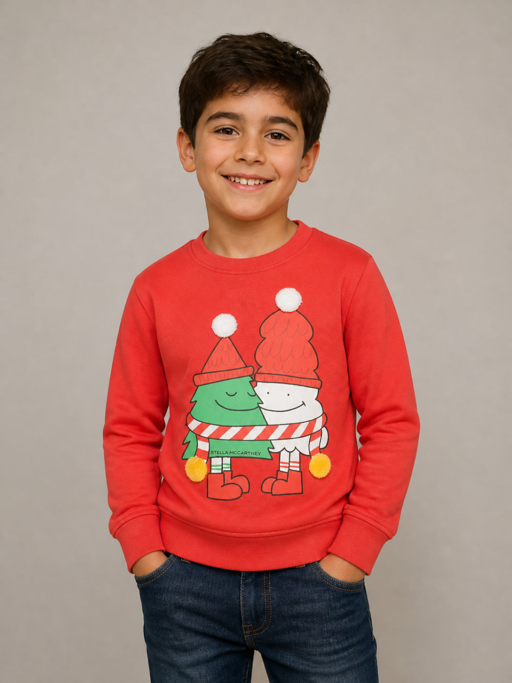 Felpa per bambino Stella McCartney Kids rossa con stampa grafica natalizia TZ4R70 Z3059 421 STELLA McCARTNEY KIDS 
