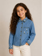 Giacca per bambina Stella McCartney Kids in denim con ricamo a fiori TZ5A10 Z0522 606 STELLA McCARTNEY KIDS 