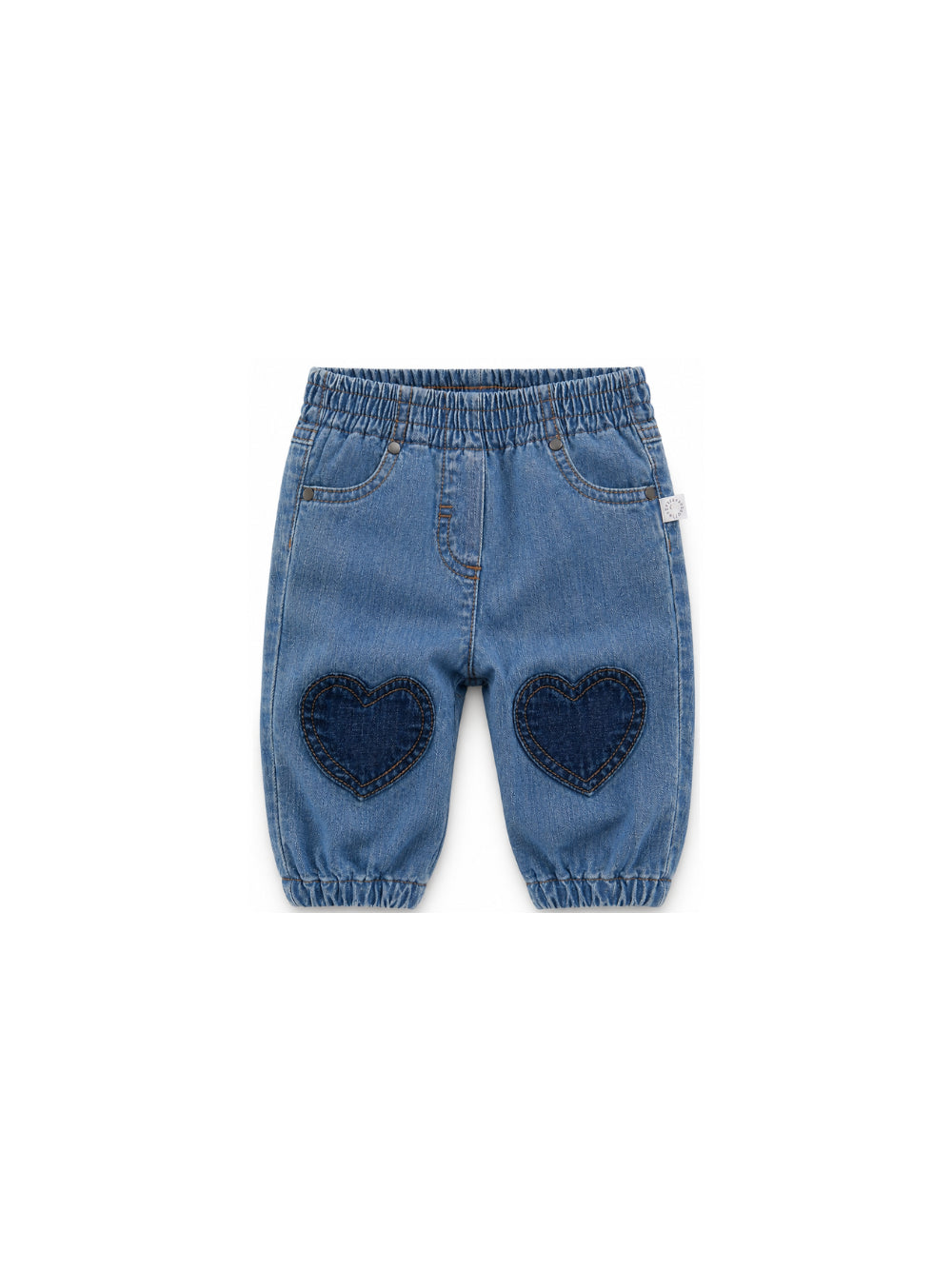 Jeans per neonata Stella McCartney Kids in denim con applicazione a cuori TZ6080 Z0522 641 STELLA McCARTNEY KIDS 