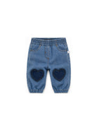 Jeans per neonata Stella McCartney Kids in denim con applicazione a cuori TZ6080 Z0522 641 STELLA McCARTNEY KIDS 