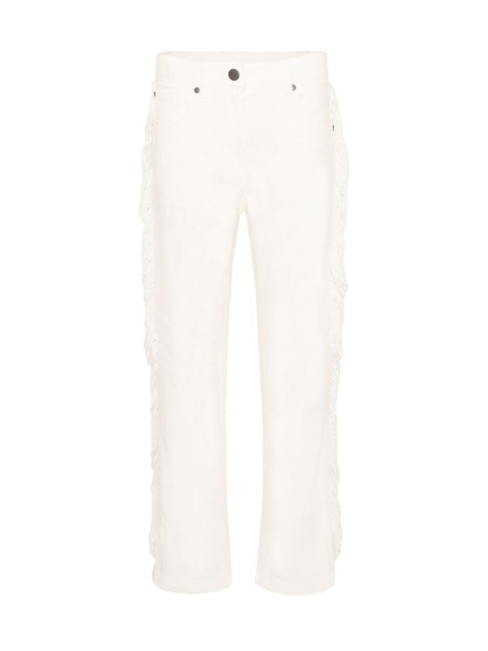 Pantaloni per bambina Stella McCartney Kids bianchi con dettaglio frange sui lati TZ6A50 Z0156 101 STELLA McCARTNEY KIDS 