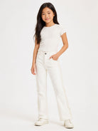 Pantaloni per bambina Stella McCartney Kids bianchi con dettaglio frange sui lati TZ6A50 Z0156 101 STELLA McCARTNEY KIDS 