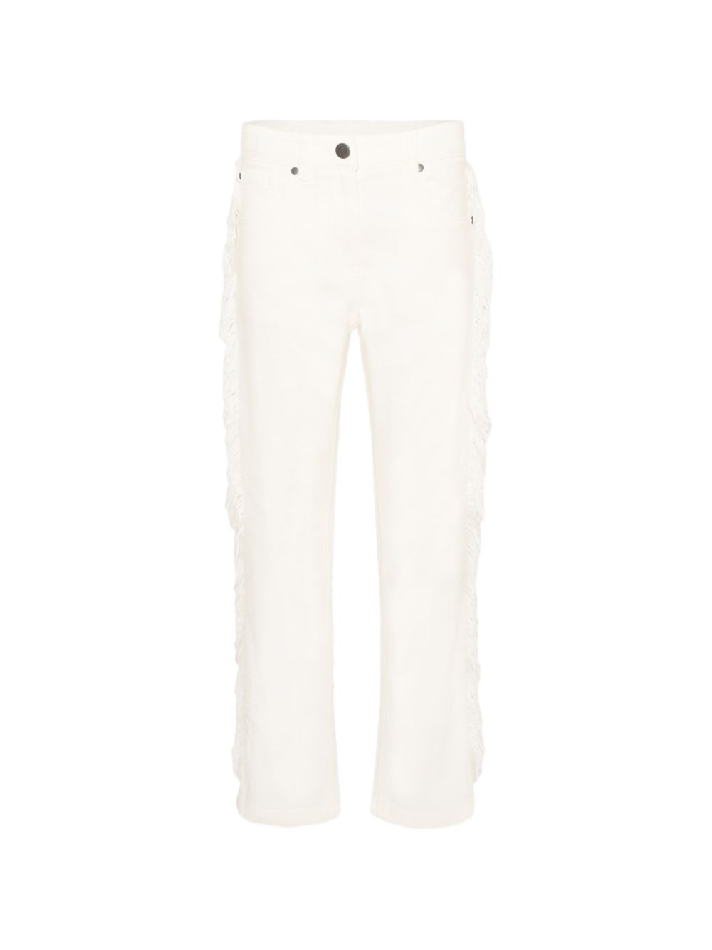 Pantaloni per bambina Stella McCartney Kids bianchi con dettaglio frange sui lati TZ6A50 Z0156 101 STELLA McCARTNEY KIDS 