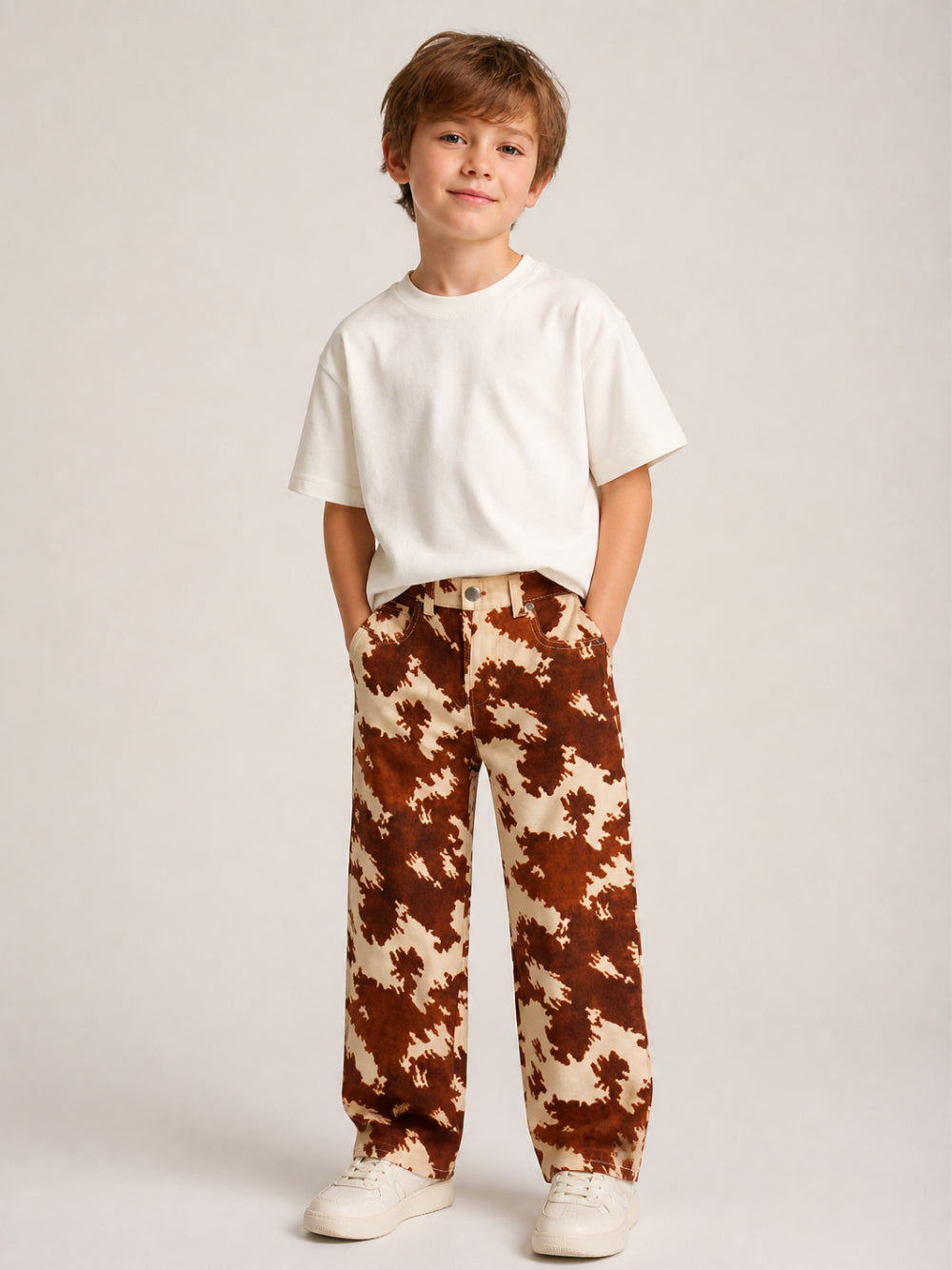 Pantaloni per bambina Stella McCartney Kids marrone a gamba ampia TZ6C20 Z3899 189MA STELLA McCARTNEY KIDS 