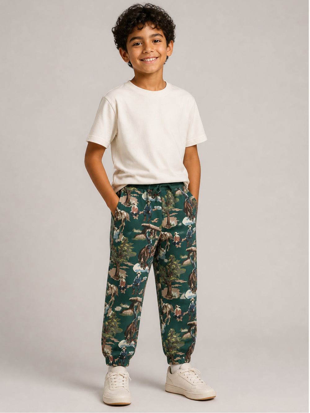 Pantaloni per bambino Stella McCartney Kids verde con stampa grafica TZ6H60 Z3951 737MC STELLA McCARTNEY KIDS 