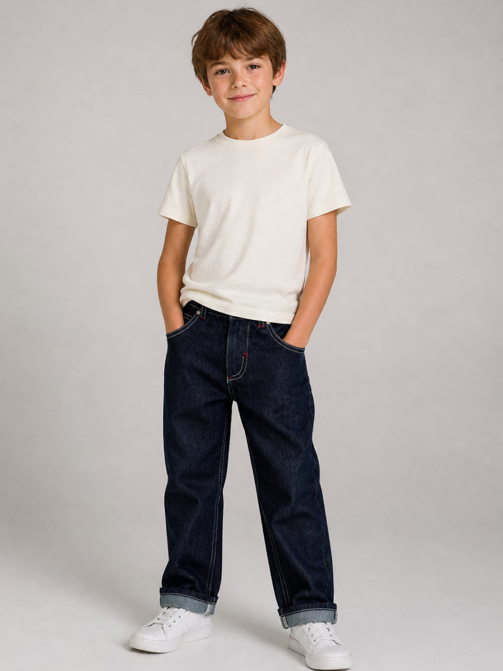 Pantaloni per bambino Stella McCartney Kids in denim con cuciture a contrasto TZ6I30 Z0746 630 STELLA McCARTNEY KIDS 