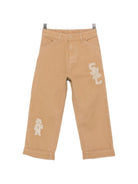 Pantaloni per bambino Stella McCartney Kids beige con stampa logo TZ6I40 Z2661 132 STELLA McCARTNEY KIDS 