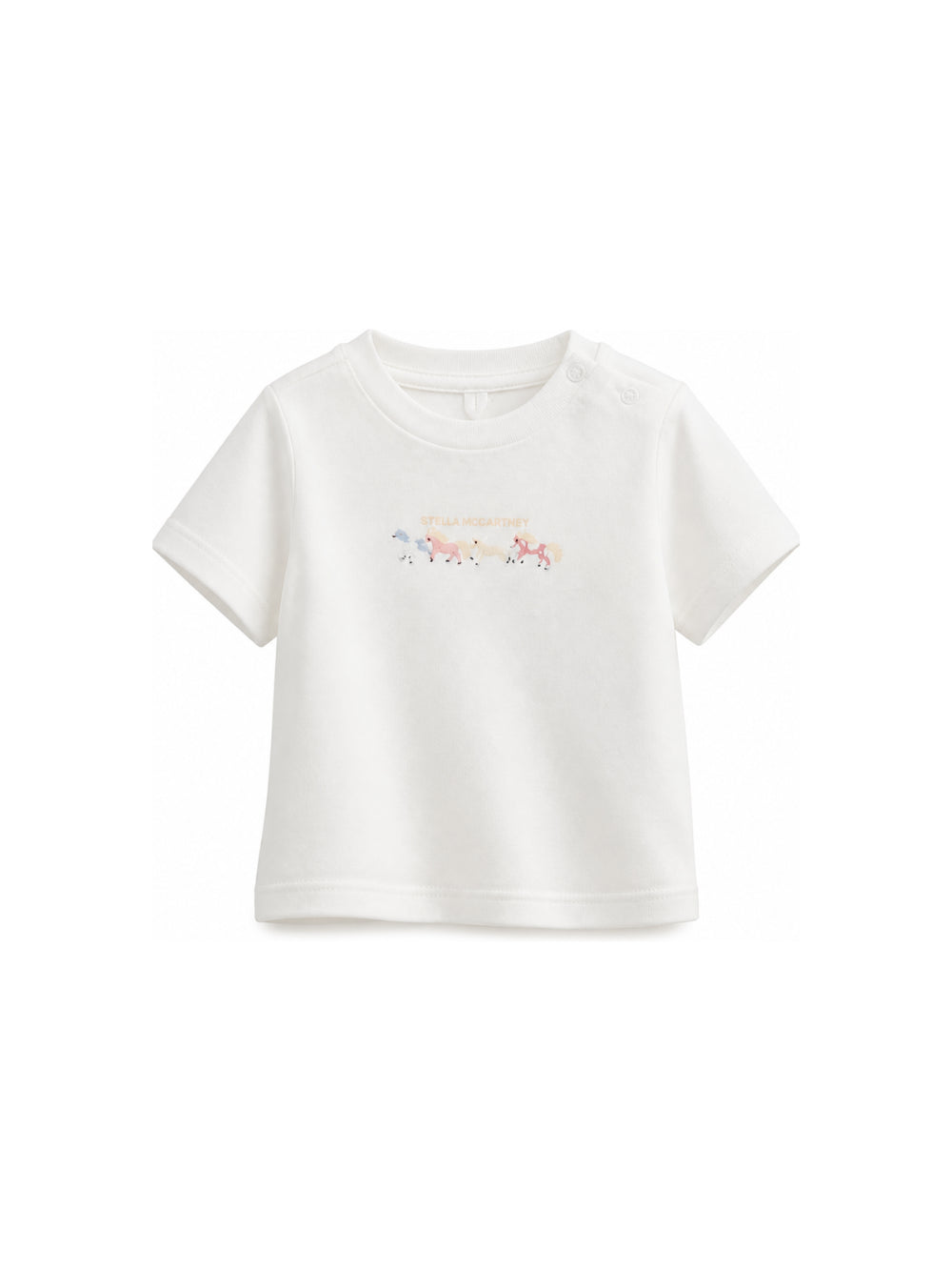 T-shirt per neonata Stella McCartney Kids bianca con motivo ricamato sul davanti TZ8031 Z3772 101 STELLA McCARTNEY KIDS 
