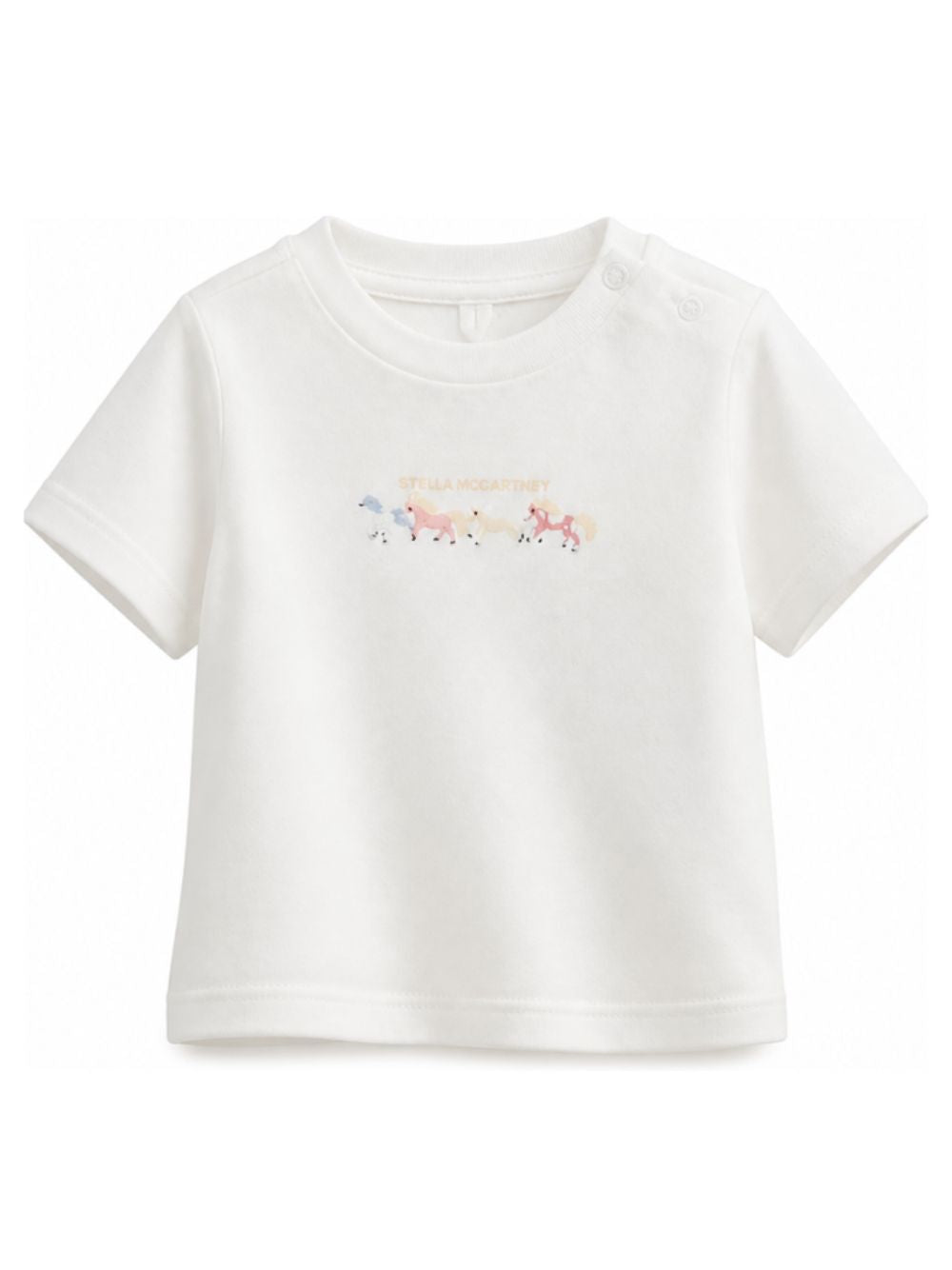 T-shirt per neonata Stella McCartney Kids bianca con motivo ricamato sul davanti TZ8031 Z3772 101 STELLA McCARTNEY KIDS 