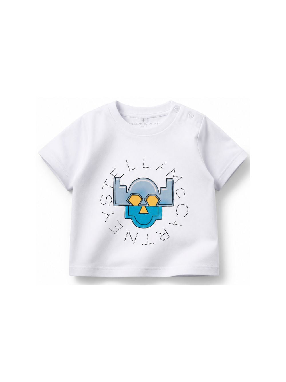 T-shirt per neonato Stella McCartney Kids bianca con stampa grafica robot sul davanti TZ8301 Z3931 100 STELLA McCARTNEY KIDS 