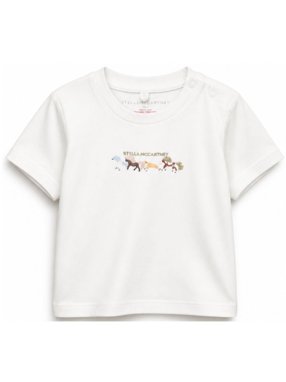 T-shirt per neonato Stella McCartney Kids bianca con decorazione ricamata sul davanti TZ8311 Z3772 101 STELLA McCARTNEY KIDS 