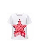 T-shirt per bambina Stella McCartney Kids bianca con stampa stella sul davanti TZ8A31 Z3772 100 STELLA McCARTNEY KIDS 