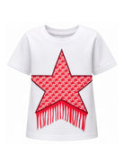 T-shirt per bambina Stella McCartney Kids bianca con stampa stella sul davanti TZ8A31 Z3772 100 STELLA McCARTNEY KIDS 