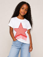 T-shirt per bambina Stella McCartney Kids bianca con stampa stella sul davanti TZ8A31 Z3772 100 STELLA McCARTNEY KIDS 
