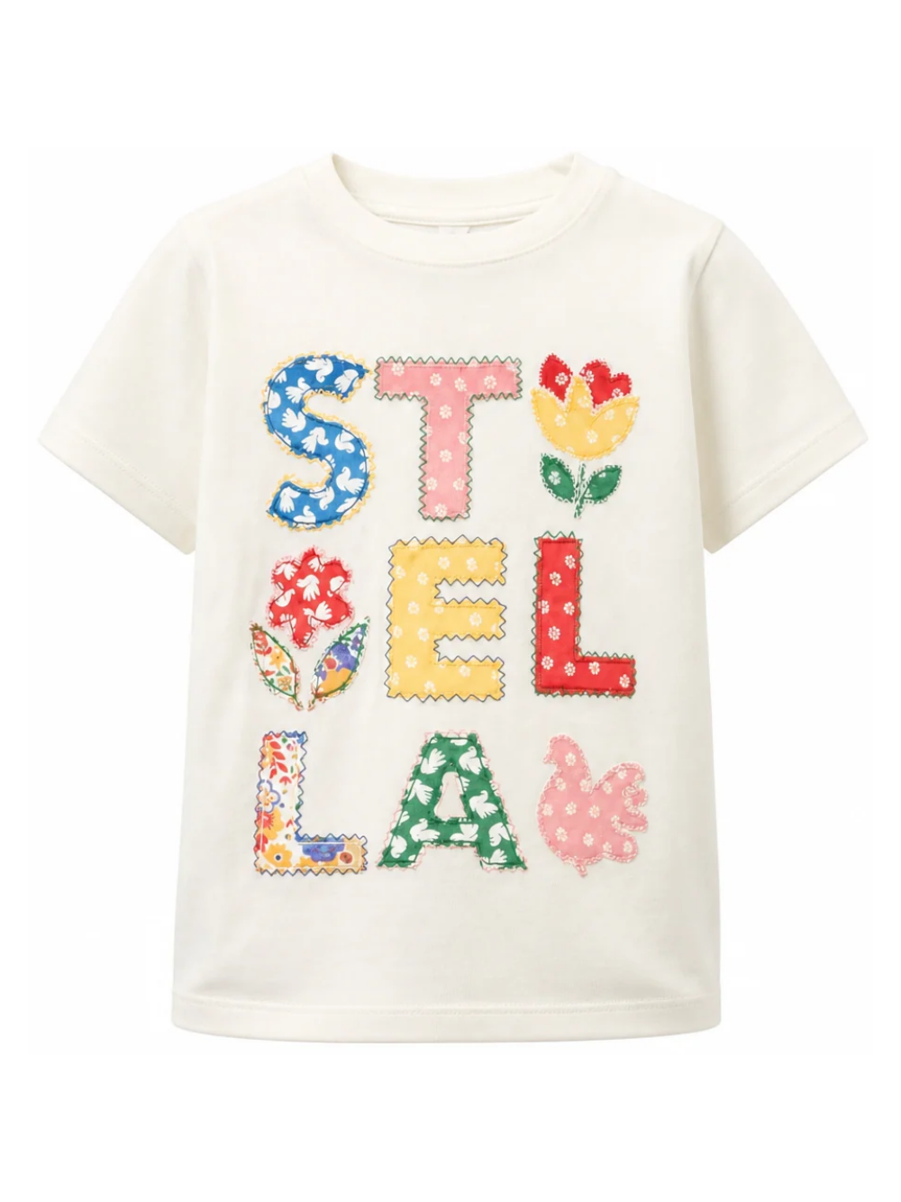 T-shirt per bambina Stella McCartney Kids bianca con dettagli a fiori TZ8A51 Z3772 101 STELLA McCARTNEY KIDS 