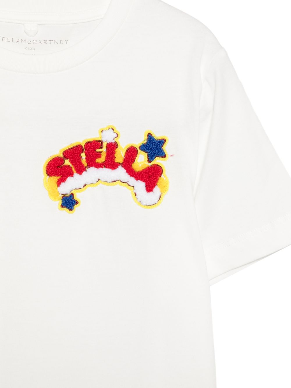 T-shirt per bambini Stella McCartney Kids bianca con patch logo TZ8A81 Z3772 101 STELLA McCARTNEY KIDS 