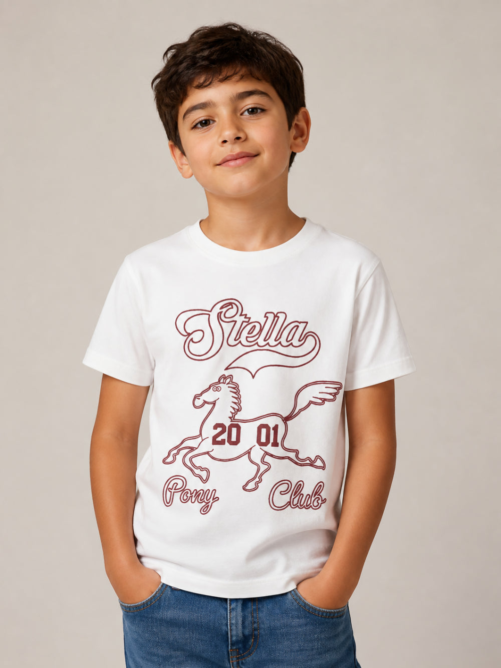 T-shirt per bambino Stella McCartney Kids bianca con logo sul davanti TZ8A91 Z3931 101 STELLA McCARTNEY KIDS 