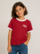 T-shirt per bambina Stella McCartney Kids rossa con bordi a contrasto TZ8B21 Z3772 416 STELLA McCARTNEY KIDS 