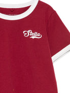 T-shirt per bambina Stella McCartney Kids rossa con bordi a contrasto TZ8B21 Z3772 416 STELLA McCARTNEY KIDS 