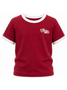 T-shirt per bambina Stella McCartney Kids rossa con bordi a contrasto TZ8B21 Z3772 416 STELLA McCARTNEY KIDS 