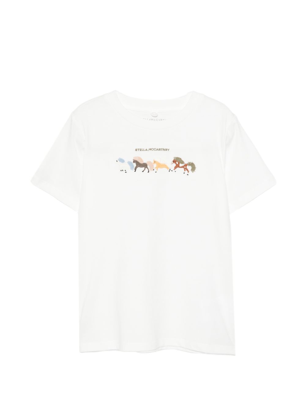 T-shirt per bambino Stella McCartney Kids bianco con stampa grafica cavalli TZ8P81 Z3772 101 STELLA McCARTNEY KIDS 