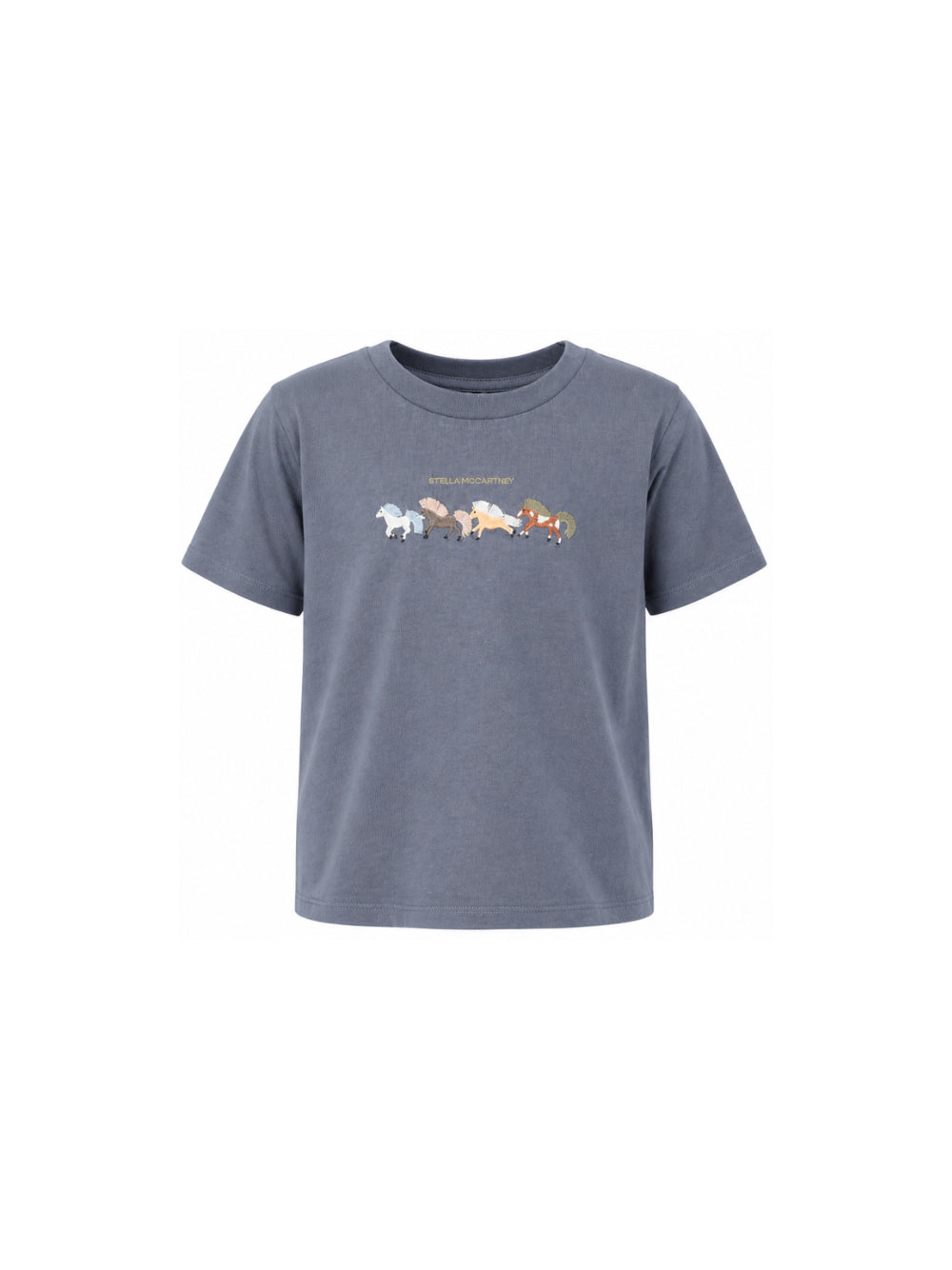T-shirt per bambino Stella McCartney Kids blu con stampa grafica cavalli TZ8P81 Z3772 657 STELLA McCARTNEY KIDS 