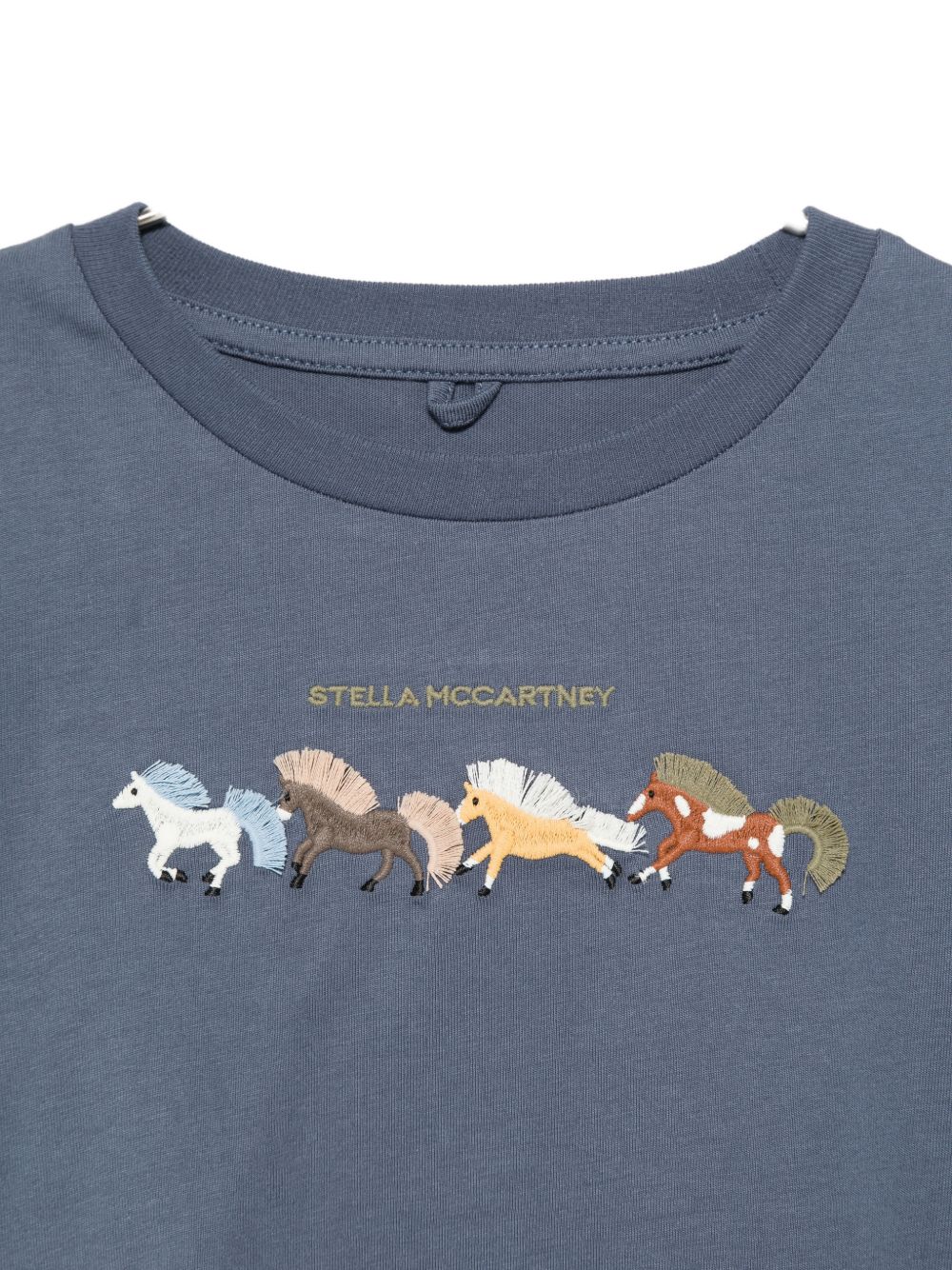 T-shirt per bambino Stella McCartney Kids blu con stampa grafica cavalli TZ8P81 Z3772 657 STELLA McCARTNEY KIDS 