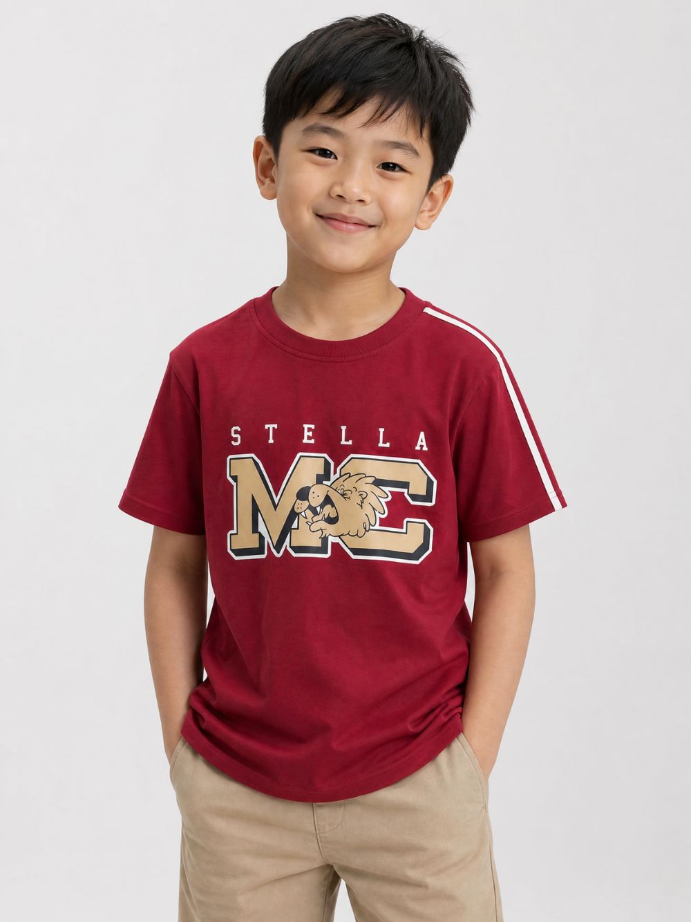 T-shirt per bambino Stella McCartney Kids rossa con stampa grafica TZ8R41 Z3772 416 STELLA McCARTNEY KIDS 