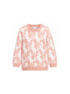 Maglione per bambina Stella McCartney Kids rosa a intarsio con motivo cavalli all-over TZ9A40 Z2288 999 STELLA McCARTNEY KIDS 