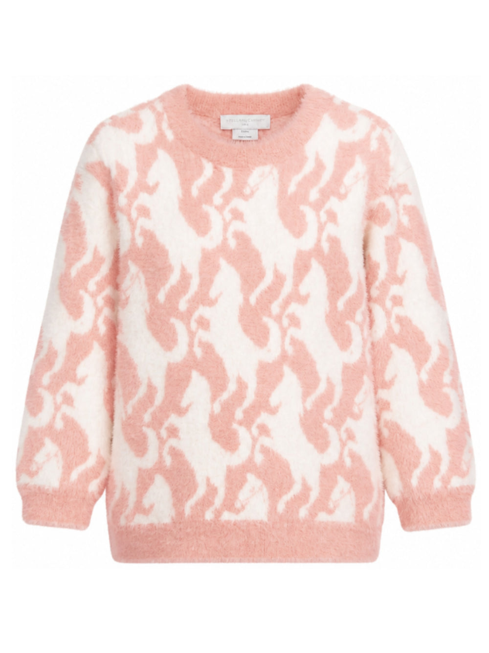 Maglione per bambina Stella McCartney Kids rosa a intarsio con motivo cavalli all-over TZ9A40 Z2288 999 STELLA McCARTNEY KIDS 
