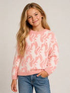 Maglione per bambina Stella McCartney Kids rosa a intarsio con motivo cavalli all-over TZ9A40 Z2288 999 STELLA McCARTNEY KIDS 