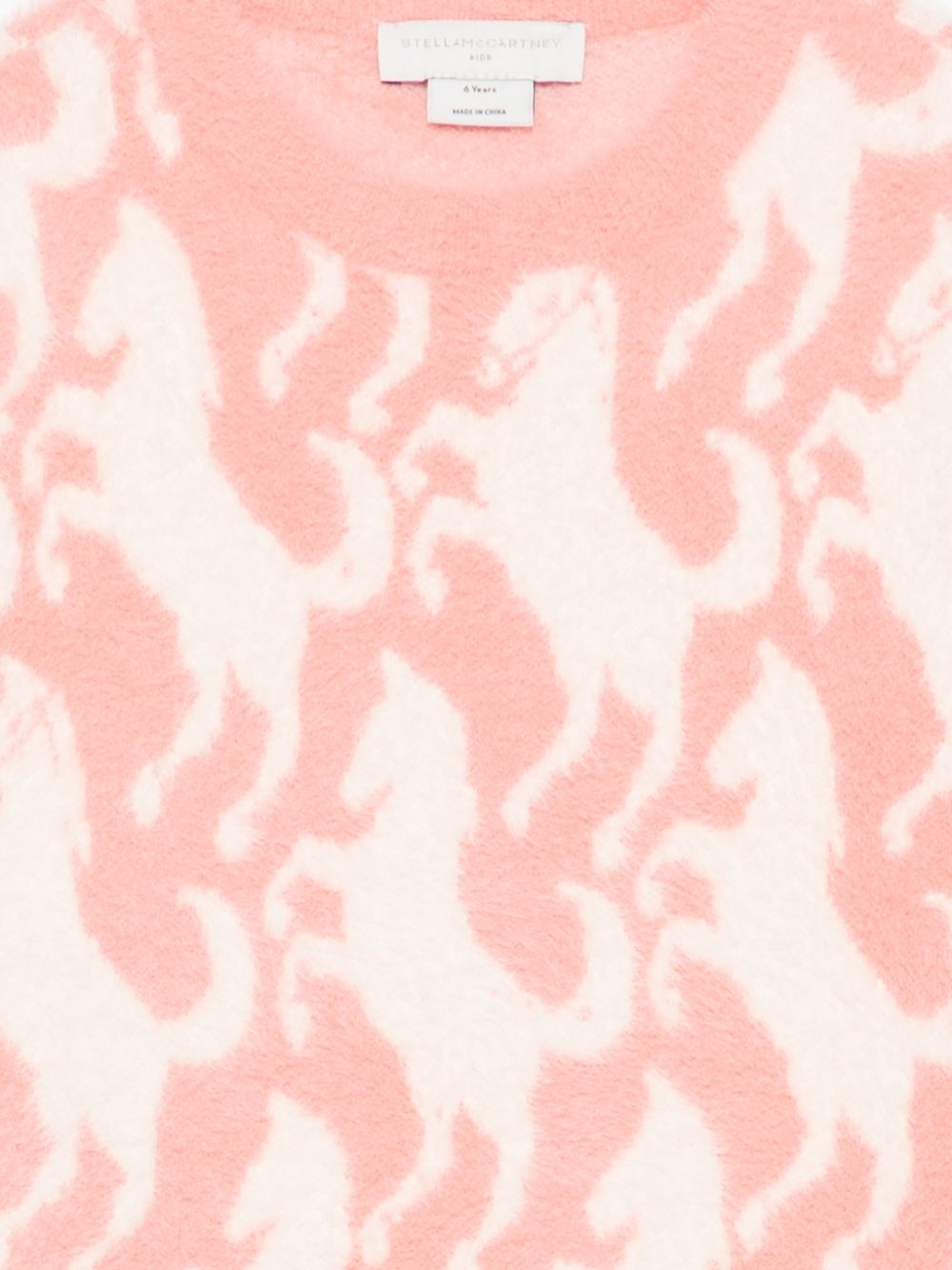 Maglione per bambina Stella McCartney Kids rosa a intarsio con motivo cavalli all-over TZ9A40 Z2288 999 STELLA McCARTNEY KIDS 