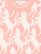 Maglione per bambina Stella McCartney Kids rosa a intarsio con motivo cavalli all-over TZ9A40 Z2288 999 STELLA McCARTNEY KIDS 