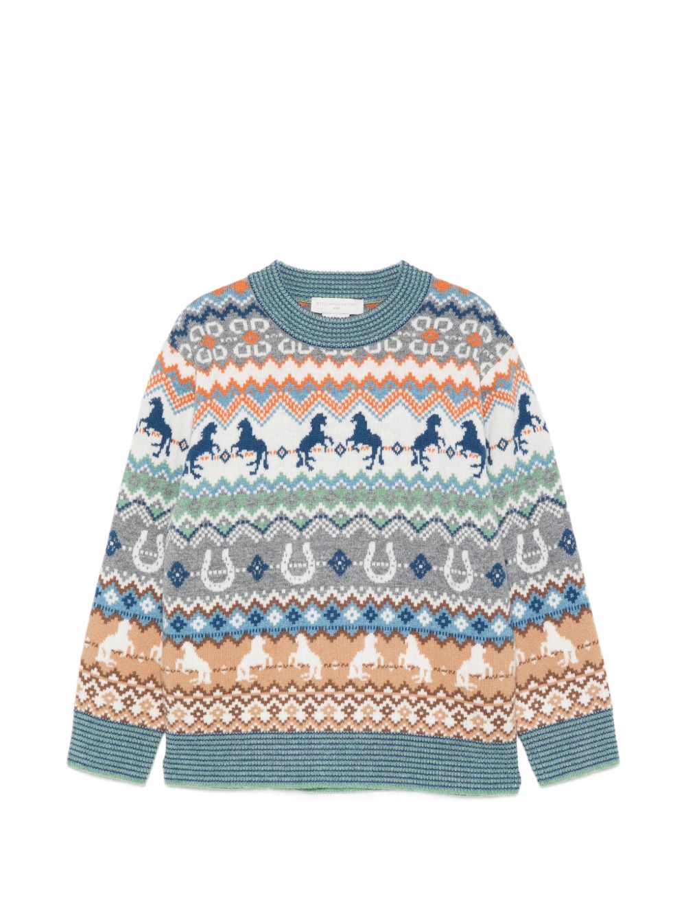 Maglione per bambino Stella McCartney Kids azzurro con motivo Fair Isle TZ9H10 Z3893 999 STELLA McCARTNEY KIDS 