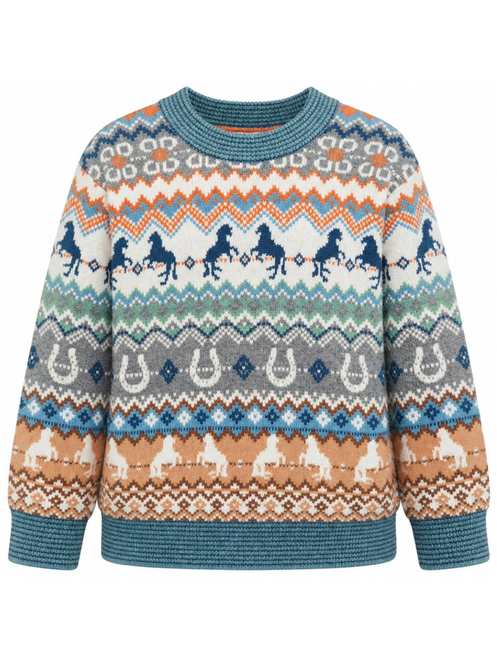 Maglione per bambino Stella McCartney Kids azzurro con motivo Fair Isle TZ9H10 Z3893 999 STELLA McCARTNEY KIDS 