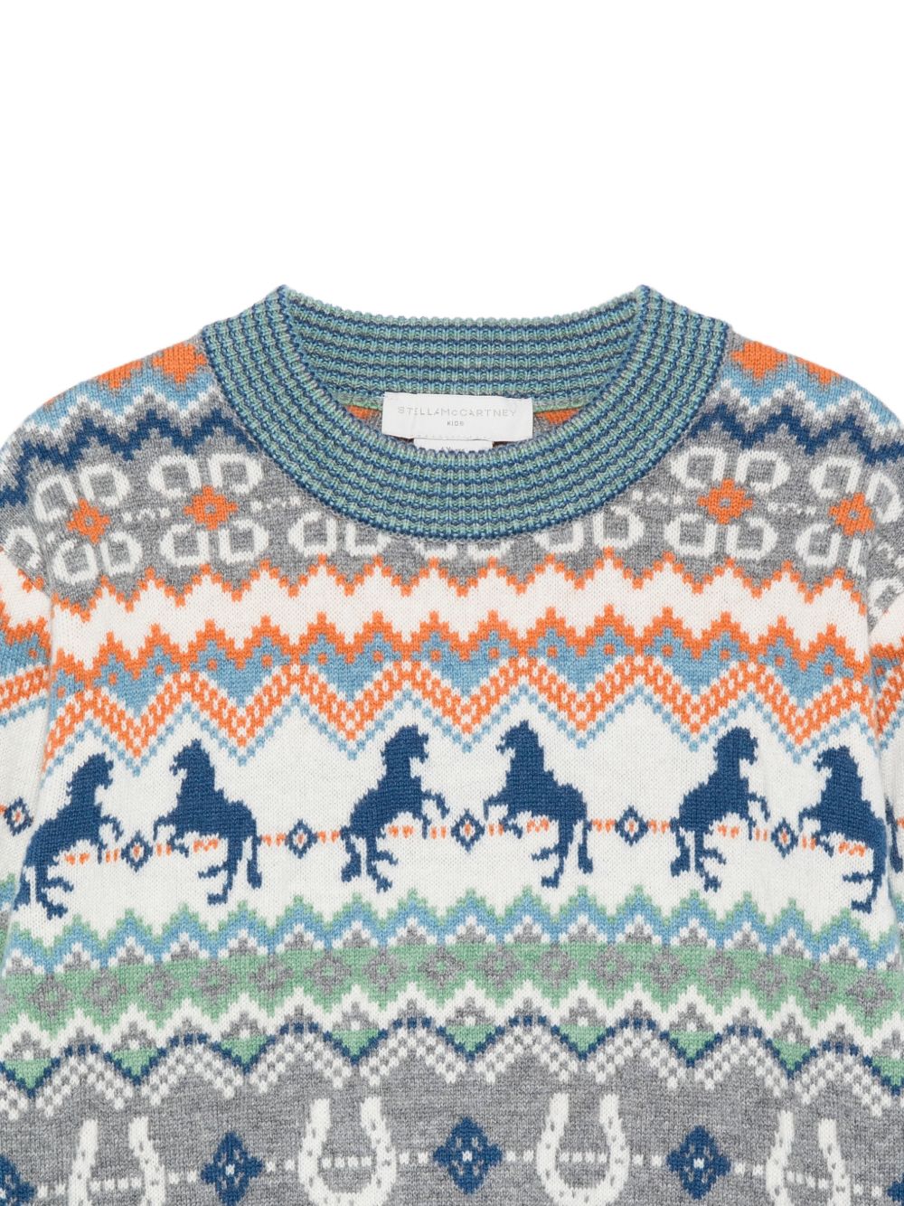 Maglione per bambino Stella McCartney Kids azzurro con motivo Fair Isle TZ9H10 Z3893 999 STELLA McCARTNEY KIDS 