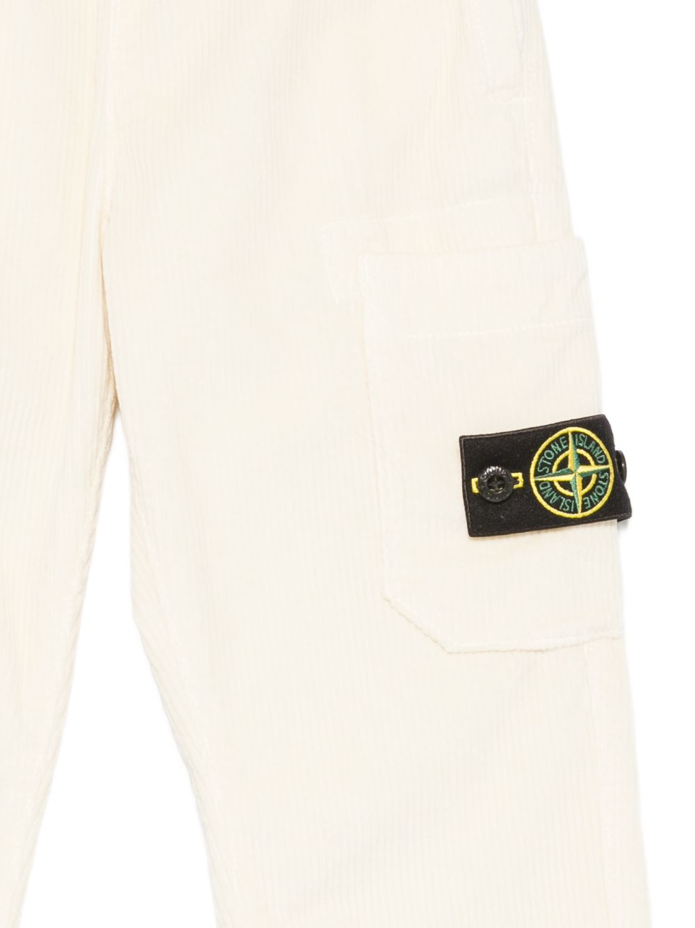Pantaloni cargo per bambino Stone Island Kids bianchi in velluto a coste L2S163100005S0199 V0097 STONE ISLAND KIDS 